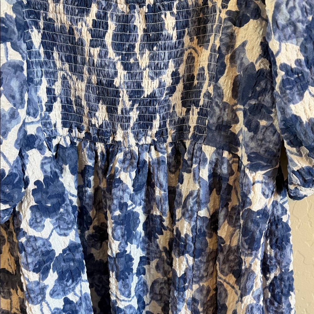 Abercrombie & Fitch Blue Floral Puff-Sleeve Dress - Picture 5 of 5